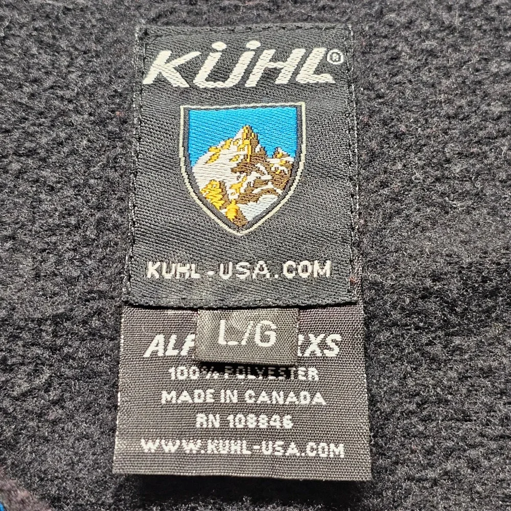 Kuhl Alpenwurxs Fleece Jacket Mens L Black Brown Full Zip Sherpa Collar Outdoor